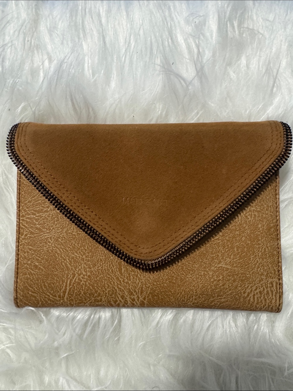 Matt & Nat Tan Envelope Clutch with Suede Flap